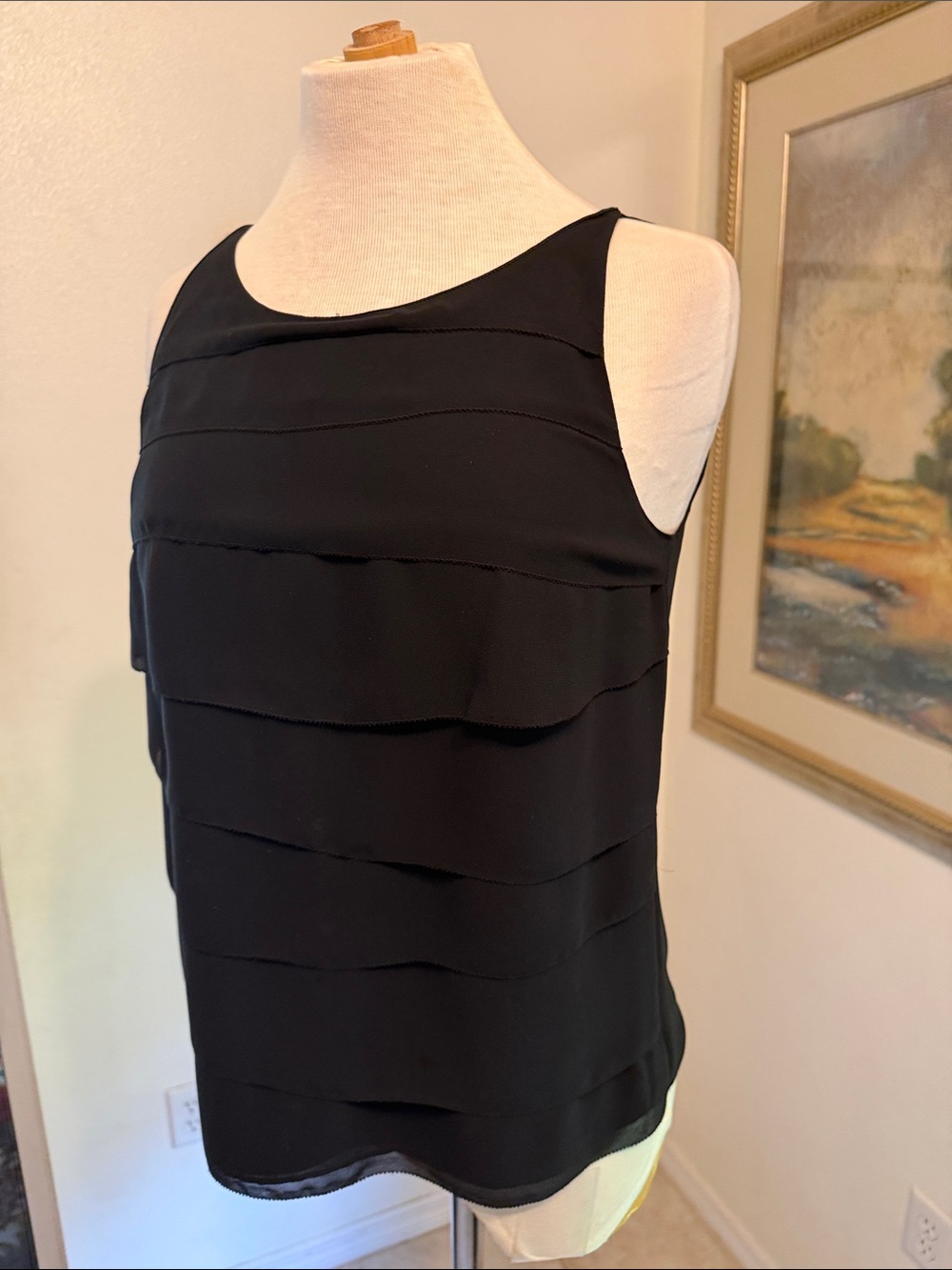 NWT Banana Republic Black Layered/Tiered Sleeveless Women's Top Size 6 - Picture 6 of 10